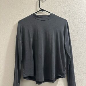 Madewell Charcoal Gray Ribbed Mock Neck Top